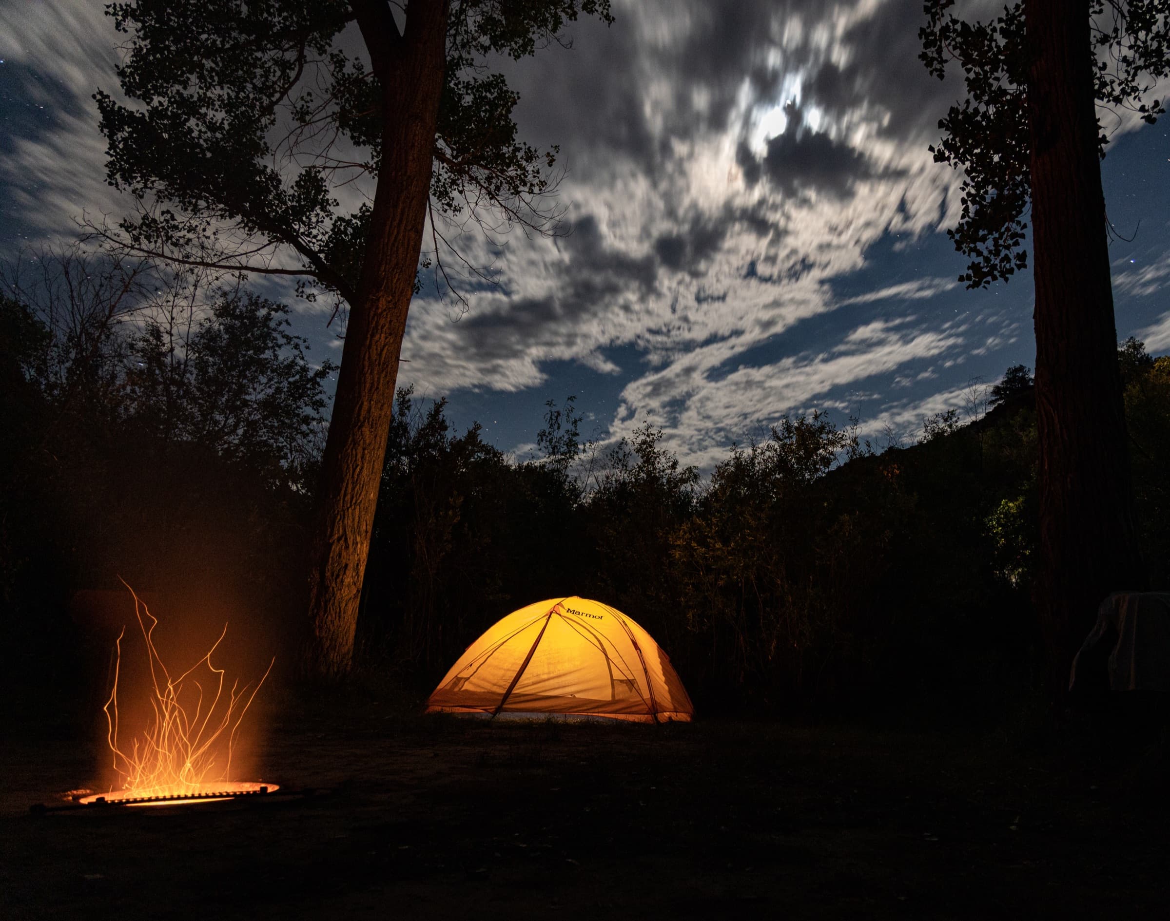 Campfire Under Moonlight